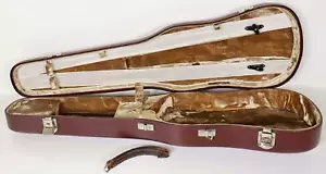 Original "Jaeger" Etui - Red Violine Case & Brown Gold Samt - Geigenkasten #Q - Picture 1 of 9