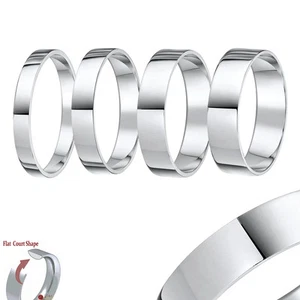 Platinum Wedding Ring Flat court Shaped Wedding Band Solid & Hallmarked 950 - Picture 1 of 7