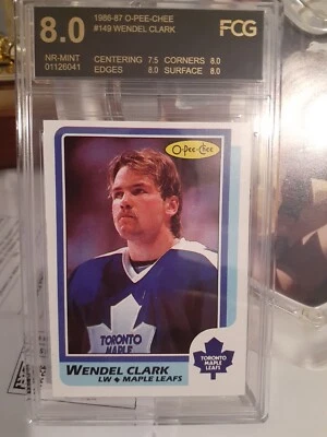 1986 O-Pee-Chee #149 Wendel Clark  Rookie Card FCG 8 NM-MT…Toronto Maple Leafs - Image 1 of 2