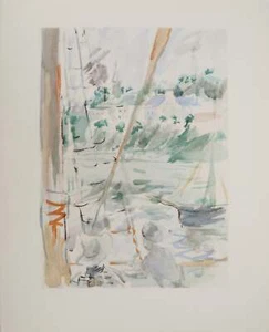 Berthe MORISOT : Arrivée à Jersey en bateau, Lithographie - Picture 1 of 5