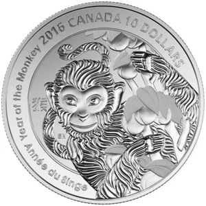 2016 Canada $10 Year of the Monkey - Pure Silver Coin - Picture 1 of 3