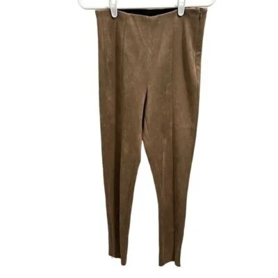 Zara Womens Brown Faux Suede Leggings With Side Zipper Slim Fit Size S Festival - Image 1 of 4