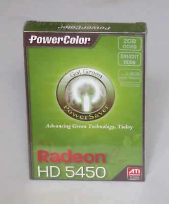 PowerColor Radeon HD 5450 2GB PCI-E Video Card With HDMI, DVI, VGA: NEW & Sealed - Image 1 of 3