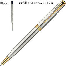 Parker Sonnet Ballpoint Pen Stainless Steel Gold Clip With0.7mm Black Ink Refill