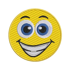 Lächelndes Gesicht Emoji Patch bestickt Bügelbild Applikation für Kleidung Rucksack - Bild 1 von 12