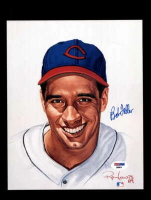 Bob Feller PSA DNA Coa Signed 8x10 Ron Lewis Photo  Autograph - Image 1 of 2
