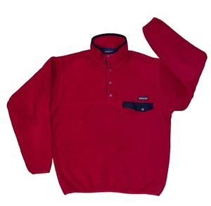 Patagonia Mens Small LW Synchilla Snap-T Fleece Pullover Sweater Jacket Red C13 - Picture 1 of 7