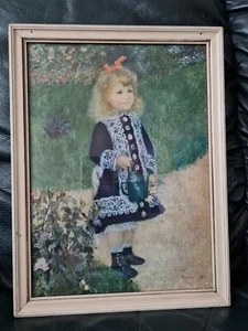 Vintage Print Girl With Watering Can Auguste Renoir Medici Society Framed - Picture 1 of 12