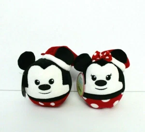 Hallmark Disney Mickey & Minnie Mouse Fluffballs Christmas Tree Ornament 4" - Picture 1 of 4
