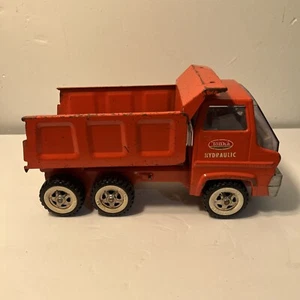 H▪︎Vintage Tonka Truck Toys Gas Turbine Hydraulic Orange Dump - Picture 1 of 8