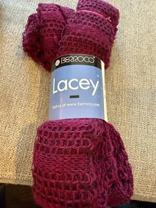 1 Hank Berroco Lacey Scarf Yarn 2331 Deep Cranberry 3.5 oz 29 yds Made In Italy - Picture 1 of 5