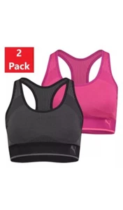 PUMA Sports Bra Seamless High Impact Non Wired Comfort Gym Top 2 Pack -  S - Picture 1 of 3