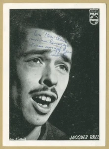 Jacques Brel (1929-1978) - Rare authentique jolie photo dédicacée - Foto 1 di 2