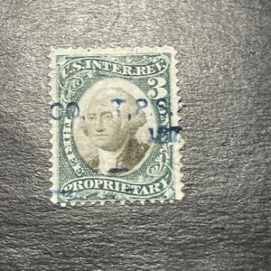 US Revenue #RB 3a...1871 3c green & black on Violet Paper PROPRIETARY Used - Picture 1 of 2