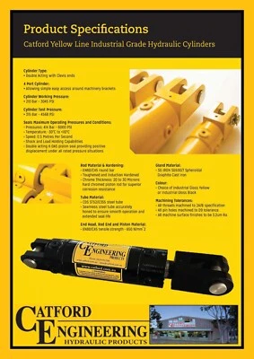 Catford Yellow Line, Hydraulic Clevis Cylinder / Ram 3" Bore - image 1 of 4