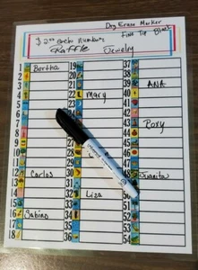 Don Clement Images LOTERIA BINGO CHALUPA RAFFLE SHEET 1 Dry Erase Marker names - Bild 1 von 7