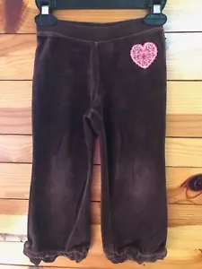 Gymboree Tyrolean Lure Brown Velour Heart Pants Girls Size 4 - Picture 1 of 2