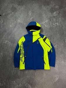 Spyder Mens Ski Storm Hood Blue/Green Jacket Size S-M Mountain Snowboarding S18 - Picture 1 of 19