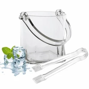 Cubo de hielo acrílico cubo de vino transparente con pinzas - contenedor de hielo bebida Tu Y1B5 - Imagen 1 de 11