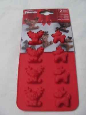 NEW SET OF 2 SILICONE REINDEER SHAPED CHOCOLATE MOLD (16 CAVITIES) - 2 DESIGNS - Image 1 of 4