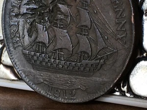 1812 British Naval Half Penny Token 7 Years After Battle of Trafalgar Lord Nels - Picture 1 of 12
