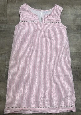 Vineyard Vines Girls Pink & White Seersucker Shift Dress Sz 14 Sleeveless Girl’s - Image 1 of 4