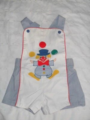 Vintage Baby Boy Short Jumper With Happy Clown Applique - Image 1 of 4