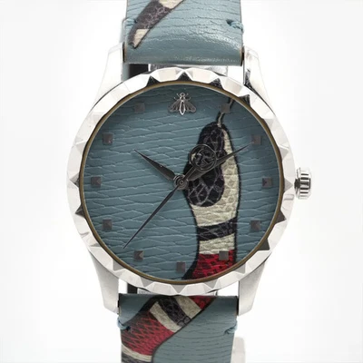 Gucci G-Timeless 126.4 SS SS & Leather QZ Blue-Face - Image 1 of 4