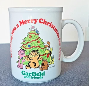 Taza Garfield & Friends Navidad - Deseándote una Feliz Navidad 1982 Vintage - Imagen 1 de 6