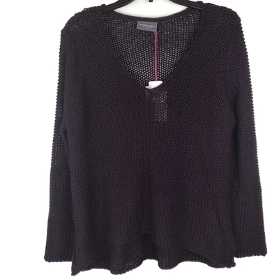 Nuevo con etiquetas Suéter Maui de Madera Grueso Tejido Abierto Cuello en V Mezcla de Algodón Púrpura XS Foto 1 de 4