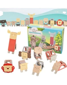 FENY MAGNANIMAL Magnetic Tiles 2D 3D Animal Magnet Building Block Set 50pcs NEW - Picture 1 of 6