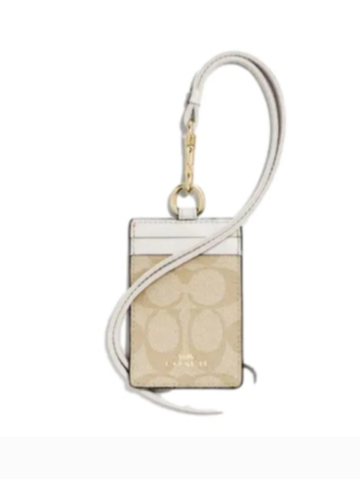 Novo cordão de identificação de lona Coach Badge Signature F63274 IM cáqui claro/giz - Imagem 1 de 4