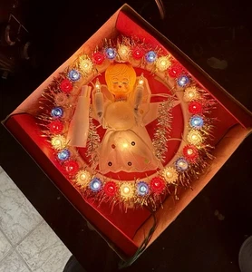 Vintage Christmas Spinning Lite Angel Wall Plaque Original Box Republic Of China - Picture 1 of 22