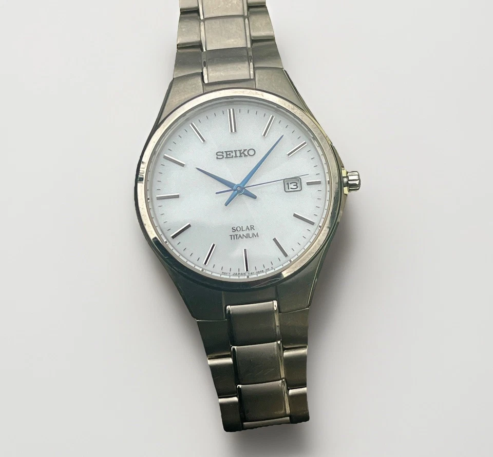 Seiko SBPX073 Rare JDM Solar Titanium White Dial 40mm 100 Metre WR - Image 1 of 4