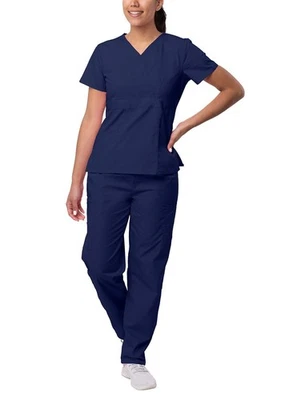 Sivvan Women’s Scrub Set - Multi Pocket Cargo Pants & Stylish Mock Wrap Top - Image 1 of 4