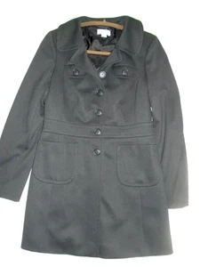 Ann Taylor Loft Trench Coat Women's 4 6 Small Black - Picture 1 of 12