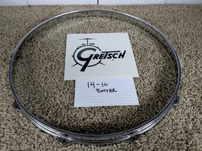 Gretsch USA Snare Drum Hoop 14"  10 Hole Batter Side Chrome Die Cast NOS - Image 1 of 2