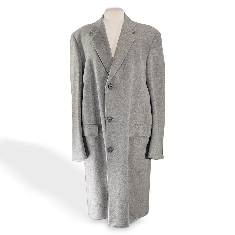 Bloomingdale's Mens Grey Overcoat Cashmere Classic Pre-owned Good - Image 1 of 4