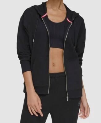 Suéter con Capucha Tommy Hilfiger Para Mujer Negro Cremallera Frontal Logo Talla S Foto 1 de 3