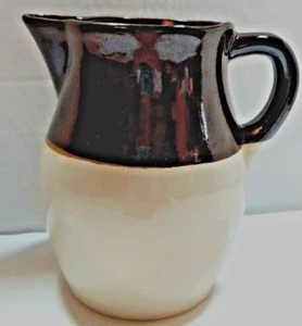 Pitcher Robinson Ransbottom Pottery Roseville, Ohio 6 1/2" Brown/Tan Vintage - Picture 1 of 10
