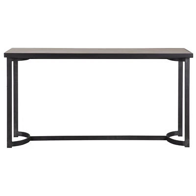 Contemporary Lodge Stirrup Console Table Steel Wood Minimalist Oak Iron Rustic - Image 1 of 4