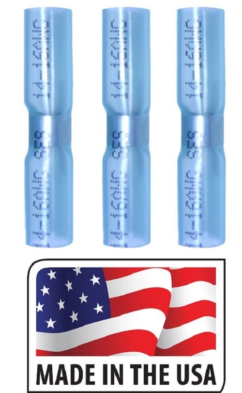 (25) 16-14 GA BLUE SOLDER N SEAL NO CRIMP 3M HEAT SHRINK BUTT WIRE CONNECTOR  - Image 1 of 1