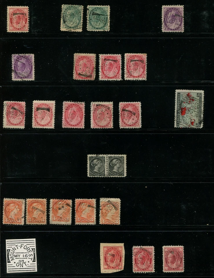 CANADA SQUARED CIRCLE CANCEL STUDY LOT "MOUNT FOREST, ONT" - Imagem 1 de 1