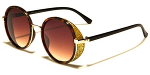 Gafas de sol redondas estilo retro para mujer brillantes 100 % UV 400 con estuche GRATIS - Imagen 1 de 6