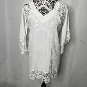 Lulu Yasmine White Lace Viscose top. size XS #P - Picture 1 of 9