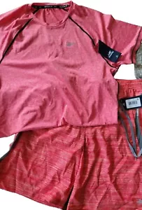 NWTReebok Men's Swim Trunks & Swim Shirt / sz S /Sunbaker Orange/Rashguard/lot - Picture 1 of 4