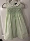 RALPH LAUREN GIRL’S Size 9 mo Green Striped Cotton SMOCKED EMBROIDERED DRESS