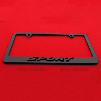 1x For Honda Sport Gloss Black License Plate Frame Cover Decorate + Screw Caps - Image 1 of 4