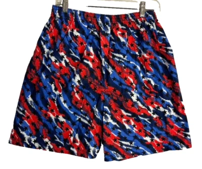 VTG Pull On Shorts XL Stretch 27 x 5 High Beach Patriotic red white blue Stars - Image 1 of 4