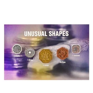 Unusual Shapes | 5 Coin Set | Square | Hexagonal | Octagonal | Holed | Scalloped - Picture 1 of 2